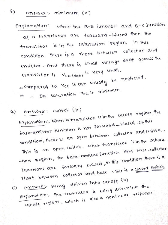 32 Answer: ser: minimum (c) Explanation! when the B-E junction and B-c junction in this of a transistor are foowood-biased th