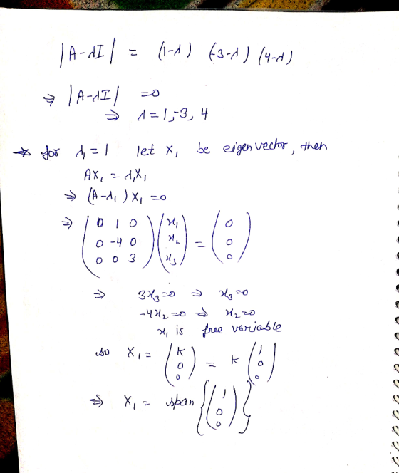 -A) A-AE A-AI А%3D-3, 4 be eigen vector, then let X Ах, аХ, (A-AXI -о бIо о -у 0 3 Иe оо 20 -чи2 -о eи isree varjable о X, р