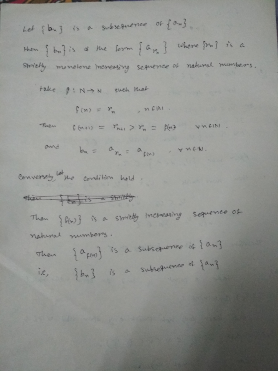 Let b is Subsepuenee of fa Huem bis $ He ferma, where f is a Saetymenolene merensng Seguenee of natural mambers. take p: NN S