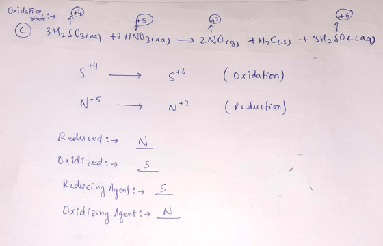 Oxidation » 4 Oxidatimantes et 16 G 342503caal t2HNO3 laa) State 2NO(g) + H₂Ou) + 3H₂804 (ag) 2 NOegs + H₂O(l) + 3H2 do 4 ca