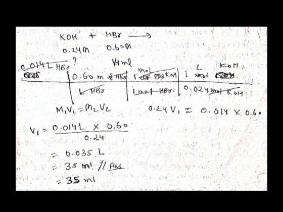 KOH + HB7 0.24 m 0.600 - 0.0142 HBO me L Koti 000 10.60 m 6. oko 70 20 Labo linatubo: 10;024 mot kons Mivi - M₂ V 2 .0.24 V,