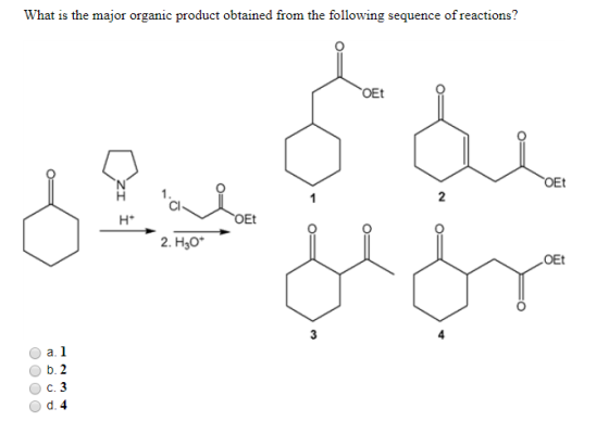 What is the major organic product obtained from the following sequence of reactions? OEt OEU 2. H30* OOOO doo