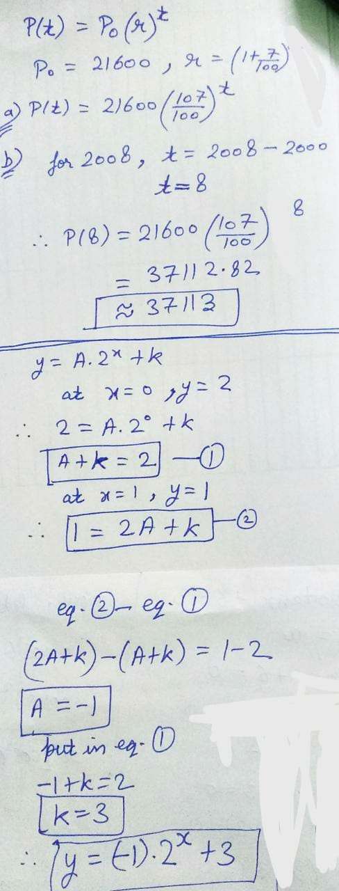 Plt) – Po (8) Po = 21600, h = (1+) a) PIŁ) = 21600/107 2/600 (1962) b) for 2008, += 2008 - 2000 t=8 .: P(B) = 21600 (407) 371