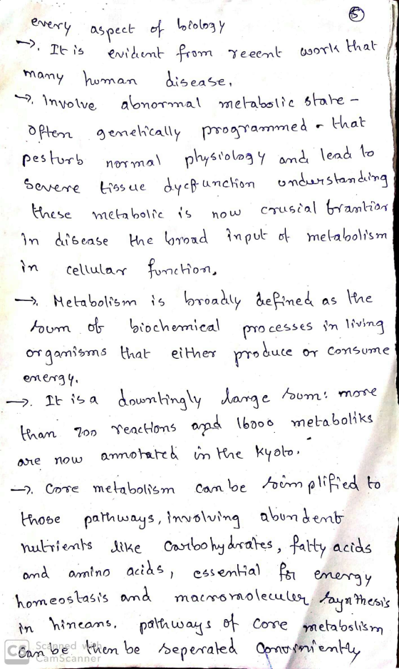 every aspect of biology It is evident from reeent work that many human disease. . Involve abnormal metabolic state- Often gen