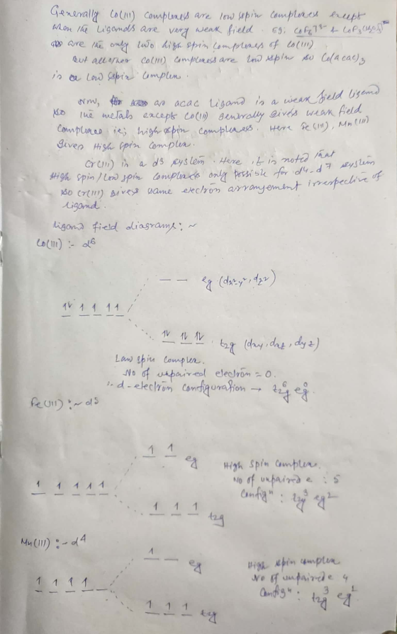 Generally Co (11) complexes are low sypin complexes except When the ligands are very weak field Egi cor 73-t lát ahogy e are