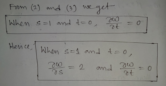 From (2) and (3) we get When s=1 and t=0 aw at Herrice, When s=1 When s=1 and t=0, = 2 and os Jw st