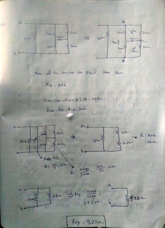 2 tole TOL 300 304 اسفنi M RAB los & con lor 201 ABC B Ros- all the resistor are equal then them RA: BR1 was performando RAB=