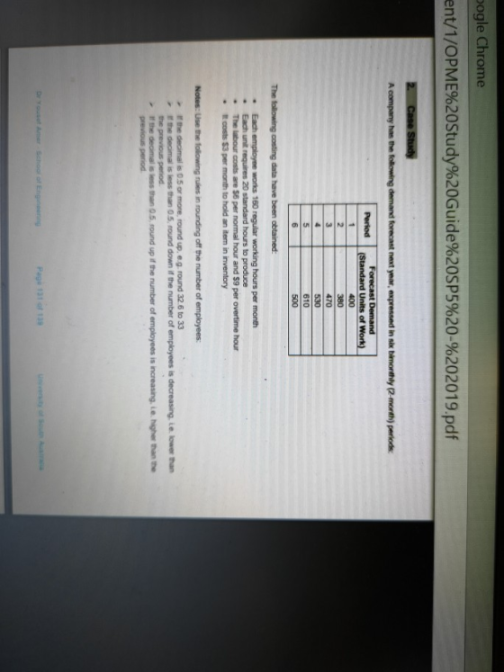 oogle Chrome ent/1/OPME%20Study%20Guide%20SP5%20-%202019.pdf 2. Case Study A company has the following demand forecast next y