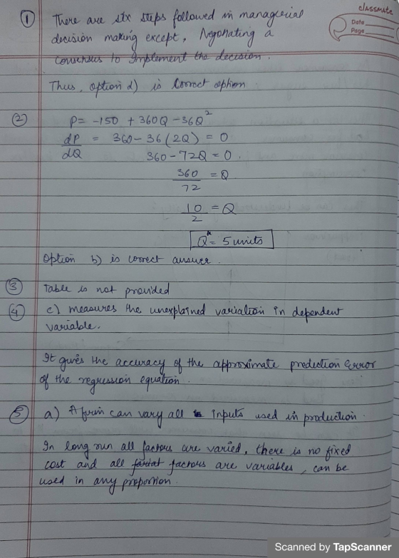 classmate Date Page 0 There are six steps followed in managerial decision making except, Nogonating Towerstes to fubtervent t