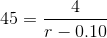 45 =- r – 0.10