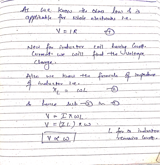 As we know the Ohine law & is. applicable for whole electronies lien VEIR: A coil find having Coretta the voltage- Now for in