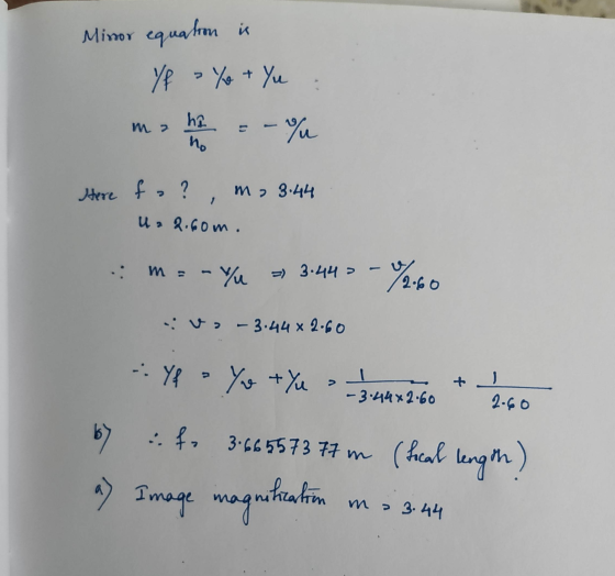 Minor equation in Yf % + Yu : ma ha = - / M stere fa? , m, 3.44 U. 2.60m. .: m = - /u 3.440 - Go. 2.60 vo-3.44x 2.60 :: Y Yo