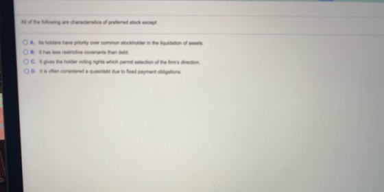 Now where preferred socker Ohers have priory over common stoer in the cation of has les restrictive covers that OC ve her vot