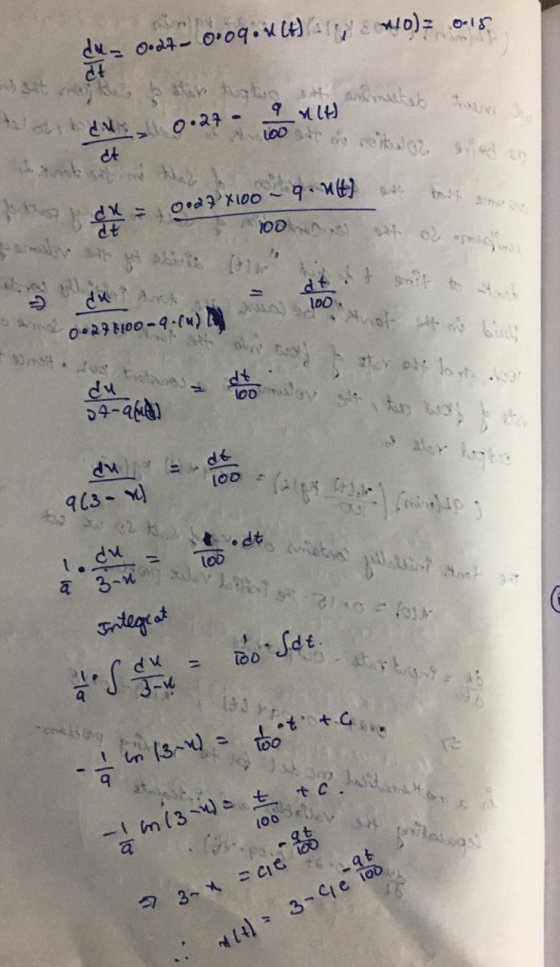 du - Oodt- o.oqov (1) 910) = at thes & stir tugtug 9 nlt) dM at 0.27 - ها morskuge tried an 0.27²x100 - 9. utt) B Army dt 100