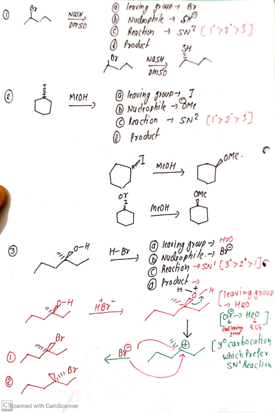 NASW Droso leaving group 4 B7 Nuclmphile + © Reaction SN2 ( 12>31 0 Product SH. M NOSH, • omso MIOH © leaving groups. I Nudi