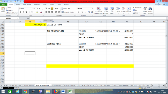 PV, FV, ANNUITY (Autosaved) - Microsoft Excel (Product Activation Failed) Review View Add-Ins File Home Insert Page Layout Fo