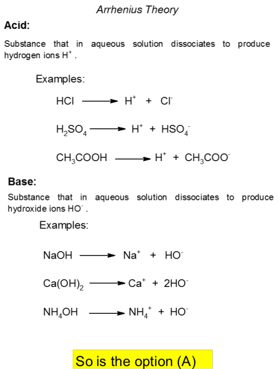 Arrhenius Theory Acid: Substance that in hydrogen ions H. aqueous solution dissociates to produce Examples: HCI — H + cr H,80