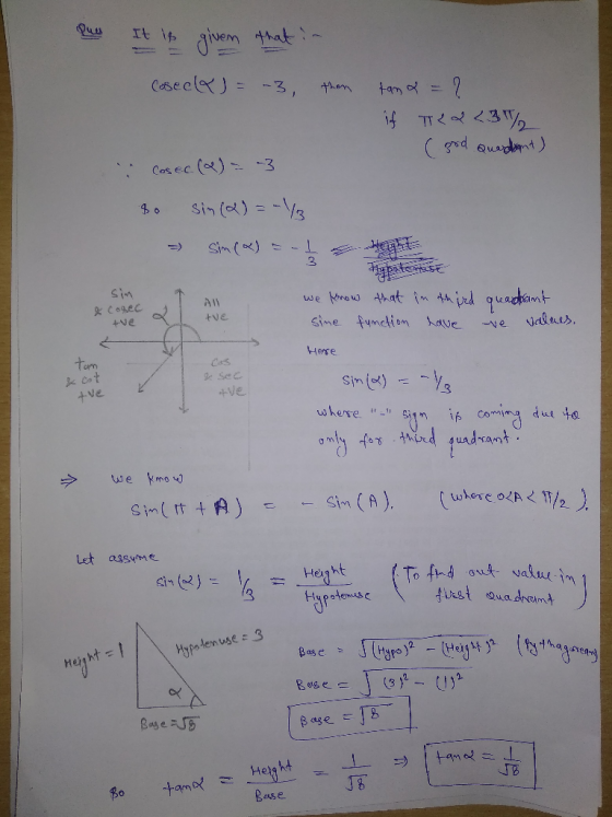 Cosec )3 oX 3 2 sine,Tan we know that in频İzd quaatont tarn ere C&S - sec 十ve ave coring due te Sim(t A) Stn (A) Let assime My