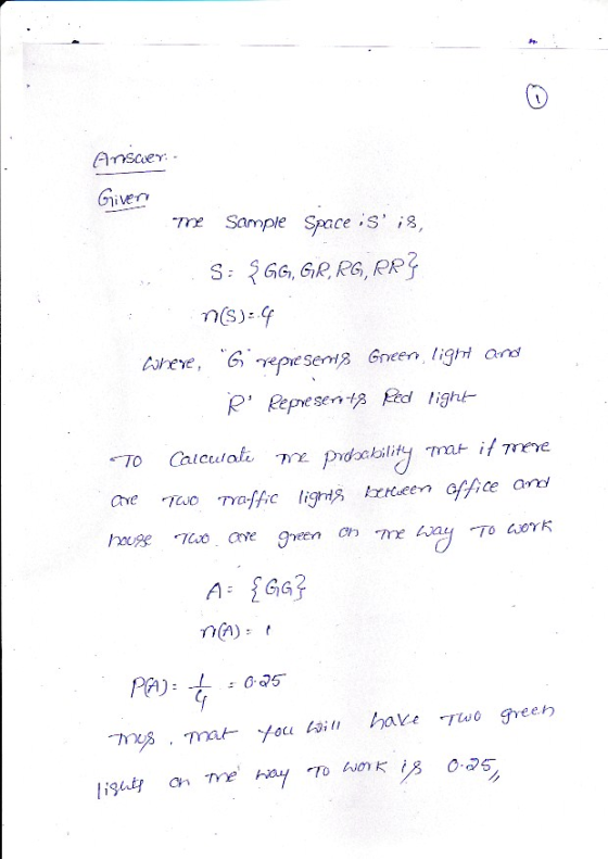 iVETY re Sample Space s is, n(s) んheYe, G.rrepesem,8 Grveen light drd P Rpets R light A GG? PA):05