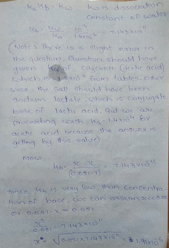 Constant of water Kakb-kw kw is dissociation Кь 1014 - 1 7.143 x 10 ka Note a ko 1-4X154 Note . There is slight error in the