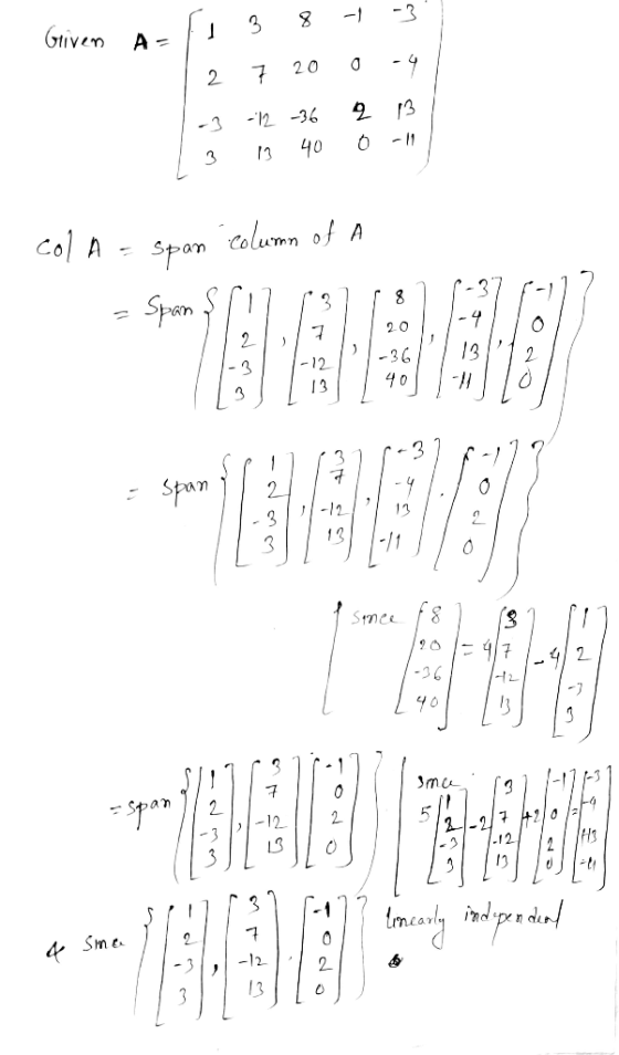ī o Given A1 38 2 7 20 0-4 -3 -12 -36 2 13 1 3 1 400 - - col A = span column of A - Span $117 131987 12 /71 1201 11-12 -36 od