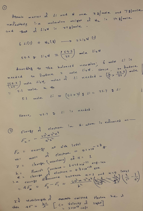 change of 0 але 3 g/mole Atomic and 7 g/mole 14 g/mole Ne respectively. masses of Li and N moleculan weight of of Lian 75 g/m