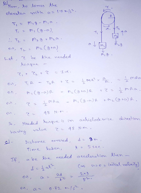 How to derator lower with the a = 1.00/st. T = Mig-m, a. T = m, (g-a). Ta = Mag + Mza. on, Tz = m2 (gra) het, e be the needed