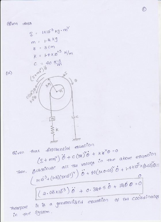 Gven caia 3 88 Cm rn C. Given that iofcbential esuatton gubseeute ail the vaives n the above ezuation in the system