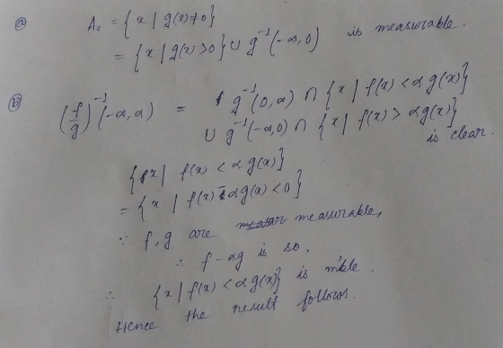 @ A. = { / 9(2+0) is measurable. 0 = { x 19 (2) 30 f g h - s, 0) is measurable. (£ 7-a, a) = f g (0,0) n f x 1 f(x) < & 9 (x3