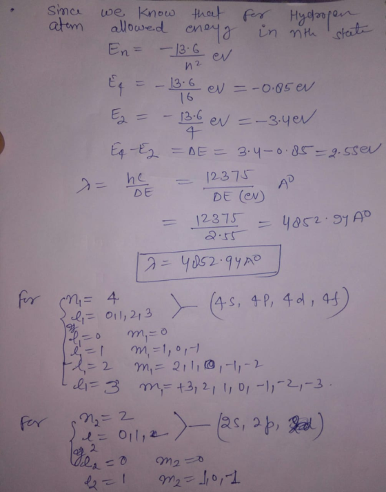 Sinna toe. Know that fer Hy뎌ran allowed enmota in m stat n 2 13.6 l 6 D E DE (ev) 1 213 λ,ะ. m,-2-l@,一11-). 2 2.
