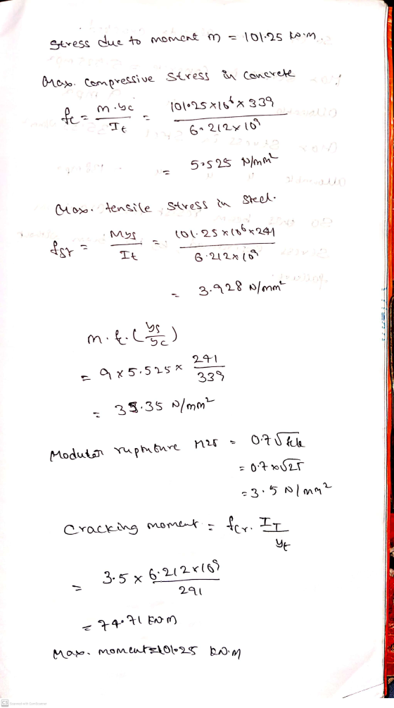 101.25 tom stress due to moment m orax. Compressive stress in concrete m.be fea 101.25*166*339 6-212x 100 etanolo در دیدار اس
