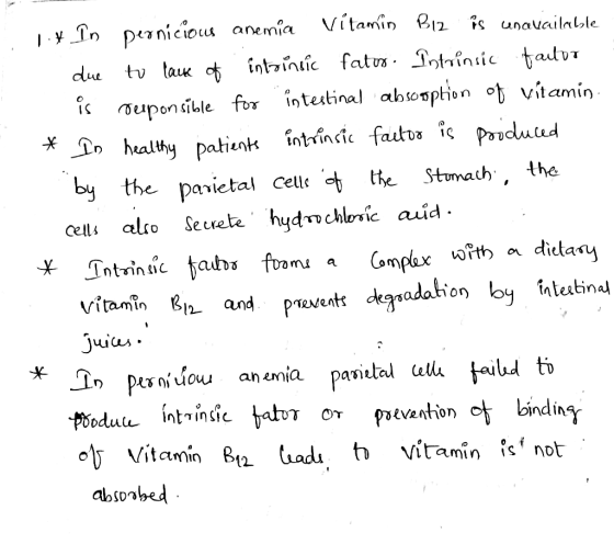 yIn pernicious anemia Vitamin Biz s unavailale tv tau cf intnlic fatvs Totrínsic tatvT due iuponsible for intestinal absonpti