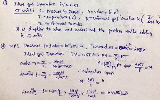 Ideal gas Equation PV=ART SI mitti P= Pressure Pins Pascal, v=volume in m? - Temperature (K), R=Univerral gas constat in Zoid