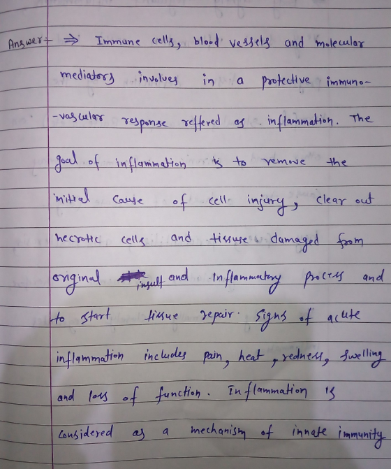 Answert & Immune cells, blood vessels and molecular mediators involves in a protective immuno- -vascular response reffered as