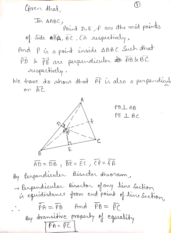 Given that, In AABC, Point D, E , f are the mid points of Side ABA, BE , CA respectively, And p is a point inside AABC Such t