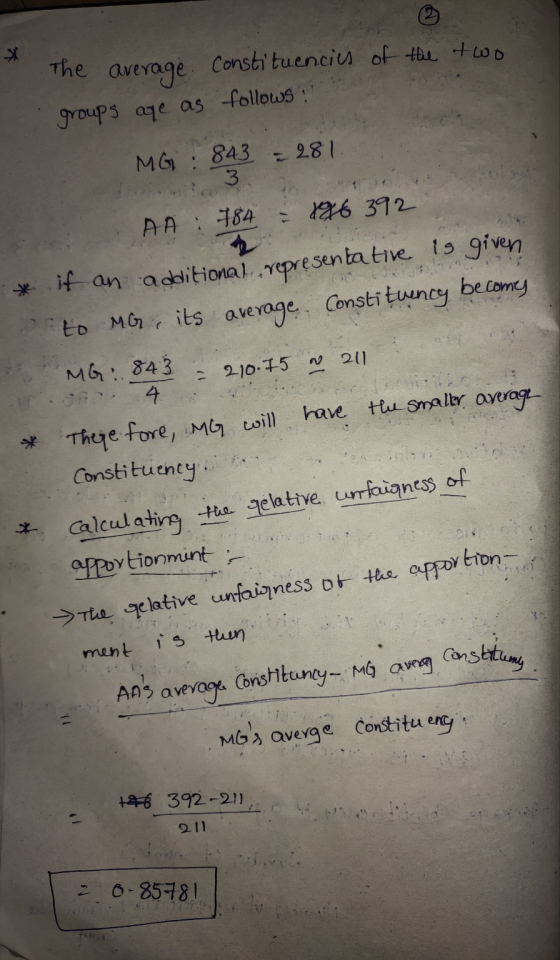 The average Constituencies of the two groups aqe as follows: MG 281 843 3 886 392 AA : 784 becomes * if an additional represe