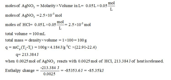 mol moles of AgNO Molarity x Volume inL- 0.05Lx0.05 moles of AgNO 2.5103 mol moles of HC10.05 Lx0.05 2.5x1 total volume 100 m