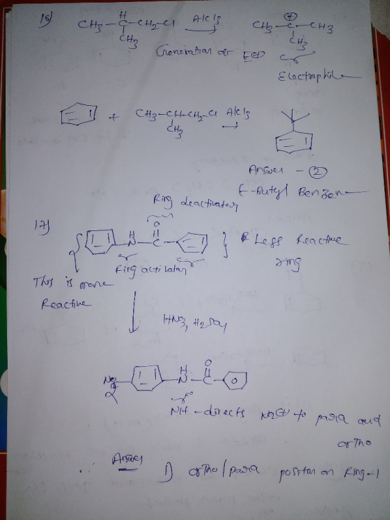 15) CH₂ - 4 Chanel Allis 3 Generation or CHO Hz CH₂ C H3 ECO Electrophile El & CH₂=CH-CHya Aliz x Answer - t-Butyl Benzone Ri