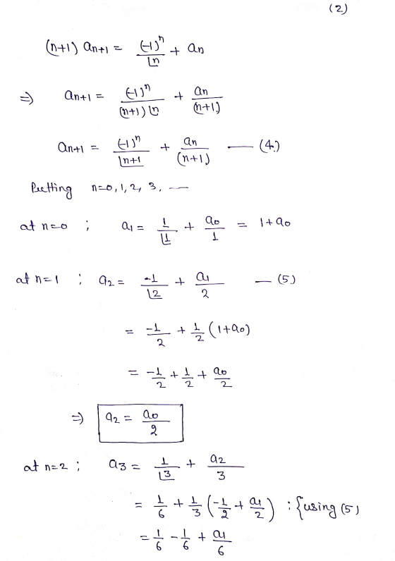 (2) (+1) Anth + an anti 기 + an M+1) G (+)) an anti C + (4) in+1 (1+u) Peetting 0,1, 33 at nao ao a= H+Qo at n=1 au 2 G2 나 (S)