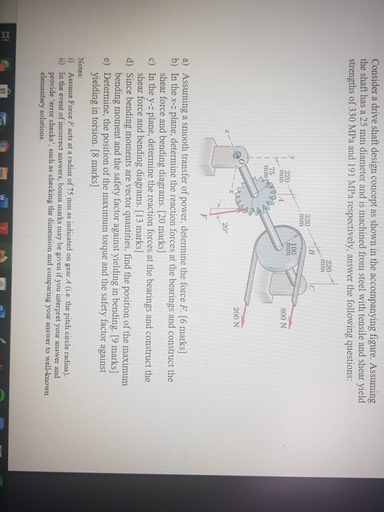 Consider a drive shaft design concept as shown in the accompanying figure. Assuming the shaft has a 25 mm diameter and is mac