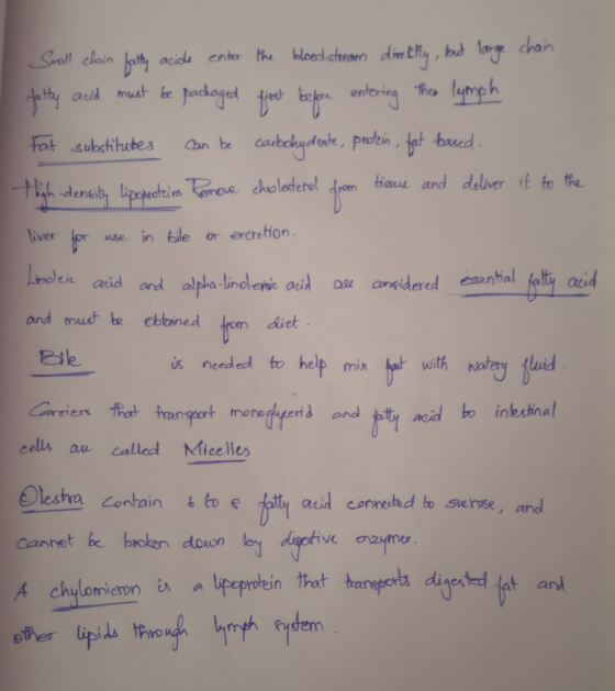 Small chain fatty acido enter the bloodstream directly, but large chain fatty acid must be packaged first before entering the