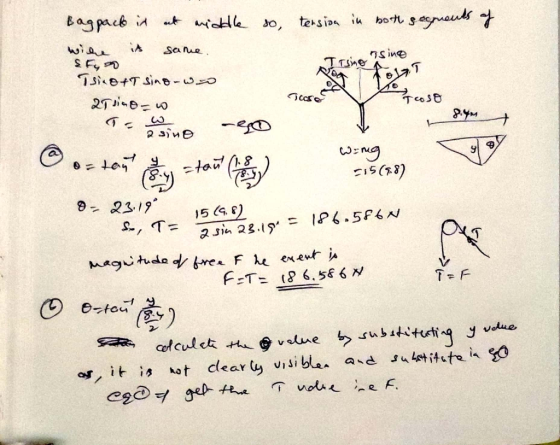 so, tension in both segments of Bagpack is at middle withe is same. SFyn TsinotT sino-wao 2Tsino-w Tsino sine coso Wing Bosto