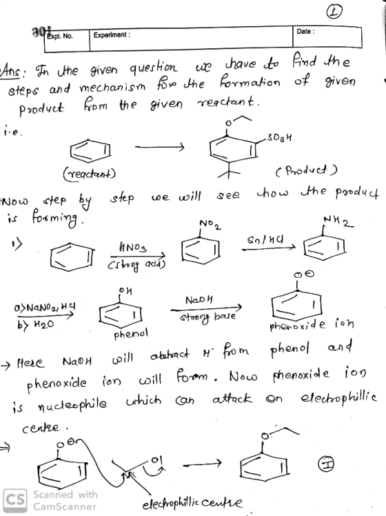 a Expt. No. Experiment : Ans: In the given question steps and mechanism for - product from the given find of the given we hav