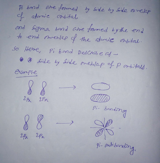 Pi band are formed by side by side relap of atanie arbitale and Sigma band are formed by the end to end strenlap of the atomi