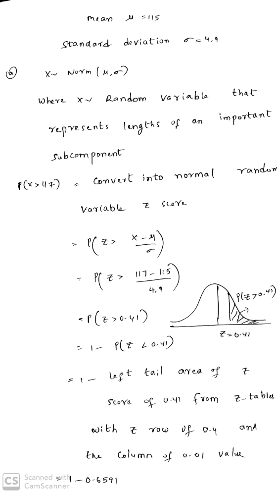 mean M = 115 o= = 4.9 Standard deviation X~ Norm (4,0) that Where Xv Random variable an important represents lengths of subco