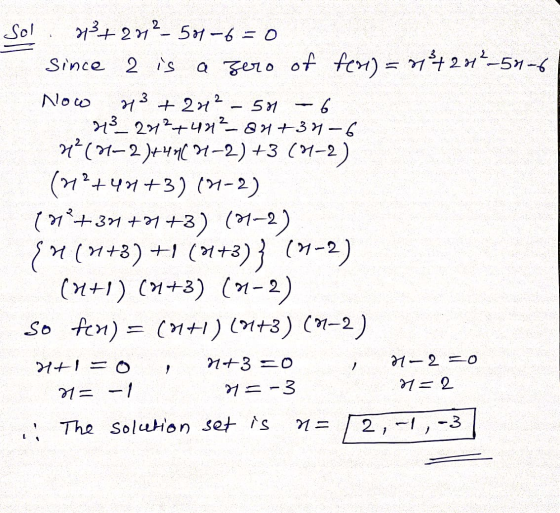 Sol Now 2137 2012- 501-6 = 0 Since 2 is a zero of for) = 4²424²-50-6 13 +21² - 50 - 6 23 24 ²+422 84+34-6 72101–2 )+441032-2)