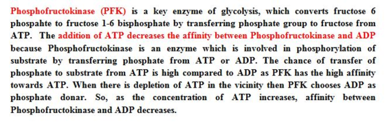 Phosphofructokinase (PFK) is a key enzyme of glycolysis, which converts fructose 6 phospahte to fructose 1-6 bisphosphate by