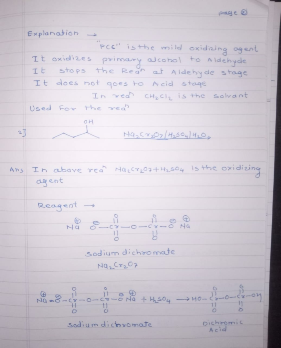 paye e Explanation PCC is the mild oxidiaing ogent to Aldehyde It oxidi2es Primany the Reaat Aldeby de stage acohol It sto p