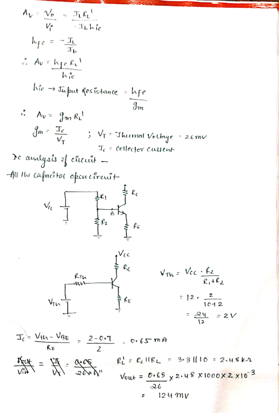 Au Vo - TR Ve Thie hipe = -1 .: Avengeri! hie - Tuput Resistance - hpe Im Ar= 9mRul gmbh Vo = Thermal Voltage - 26 m I - C