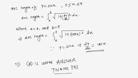 0 SX ST are length of Y= sinx b Are length = dy 2.dr. de a klhere azo, and b=1 IT =) Are length = s dit quose) ? . dx - 1032